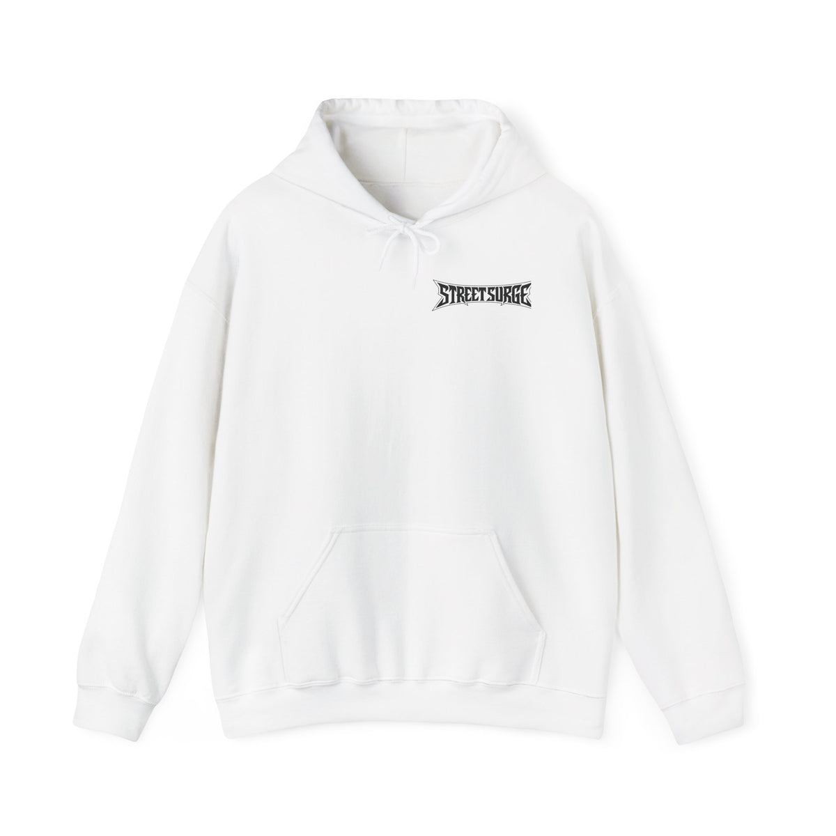 Street Surge Hoodie — White Graphic Logo Pullover